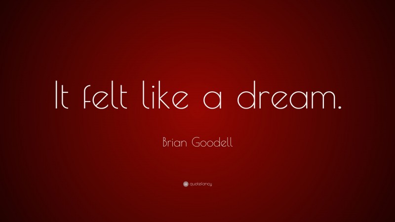 Brian Goodell Quote: “It felt like a dream.”