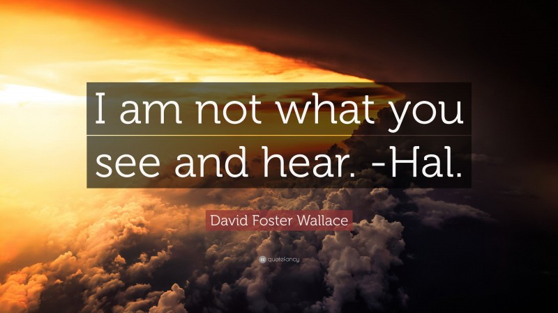 David Foster Wallace Quote: “I am not what you see and hear. -Hal.”