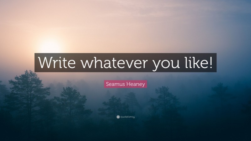 Seamus Heaney Quote: “Write whatever you like!”