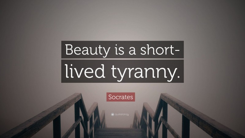 Socrates Quote: “Beauty is a short-lived tyranny.”