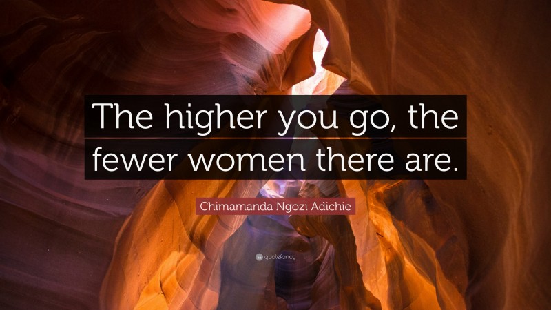 Chimamanda Ngozi Adichie Quote: “The higher you go, the fewer women there are.”