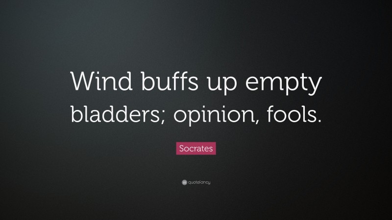 Socrates Quote: “Wind buffs up empty bladders; opinion, fools.”
