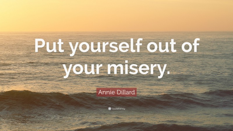 Annie Dillard Quote: “Put yourself out of your misery.”