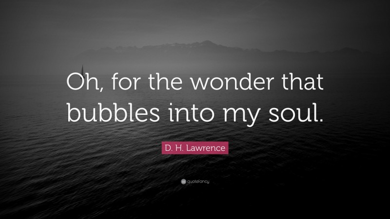 D. H. Lawrence Quote: “Oh, for the wonder that bubbles into my soul.”