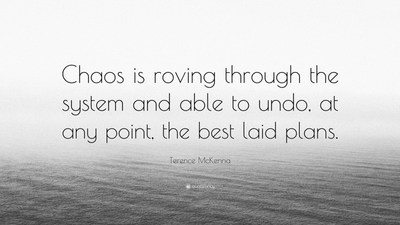 Terence McKenna Quote: “Chaos is roving through the system and able to undo, at any point, the best laid plans.”