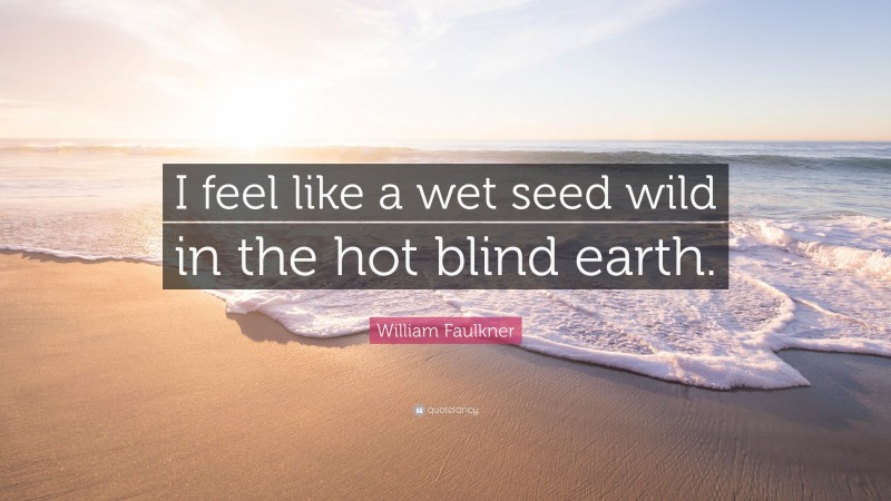 William Faulkner Quote: “I feel like a wet seed wild in the hot blind earth.”