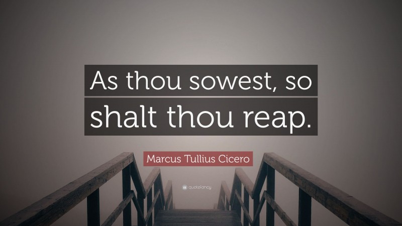 Marcus Tullius Cicero Quote: “As thou sowest, so shalt thou reap.”