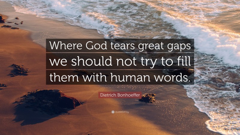 Dietrich Bonhoeffer Quote: “Where God tears great gaps we should not try to fill them with human words.”