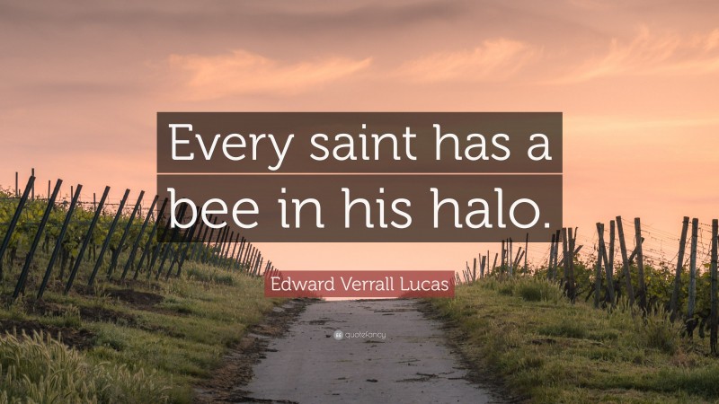 Edward Verrall Lucas Quote: “Every saint has a bee in his halo.”