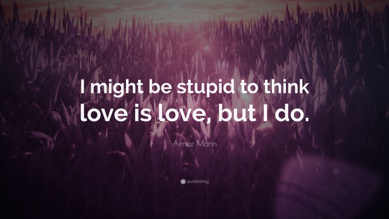 Aimee Mann Quote: “I might be stupid to think love is love, but I do.”