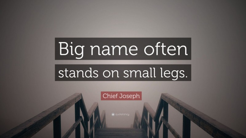 Chief Joseph Quote: “Big name often stands on small legs.”