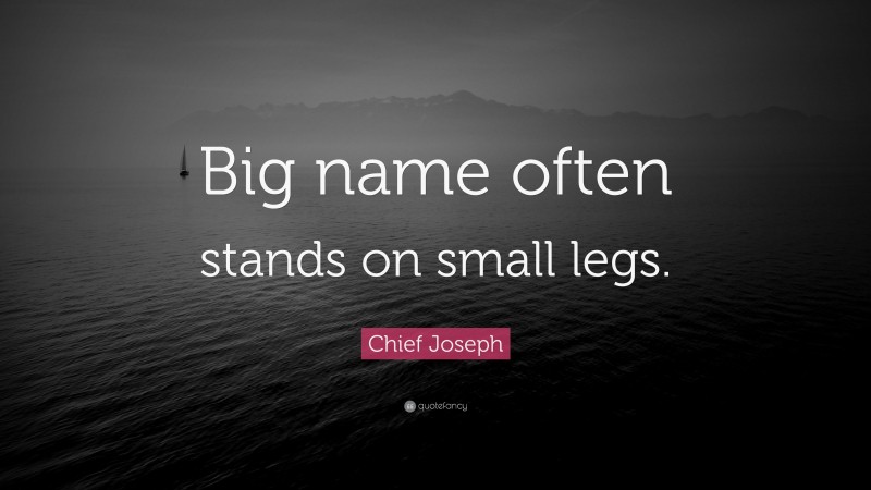 Chief Joseph Quote: “Big name often stands on small legs.”