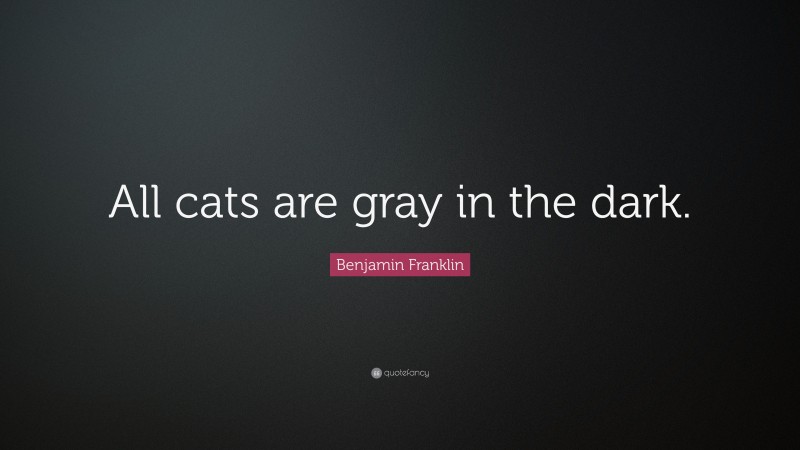 Benjamin Franklin Quote: “All cats are gray in the dark.”