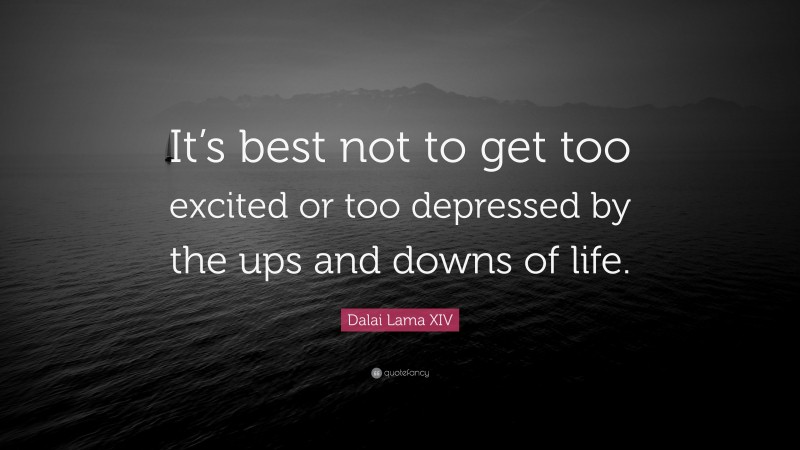 Dalai Lama XIV Quote: “It’s best not to get too excited or too depressed by the ups and downs of life.”