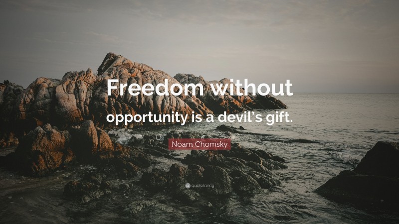 Noam Chomsky Quote: “Freedom without opportunity is a devil’s gift.”