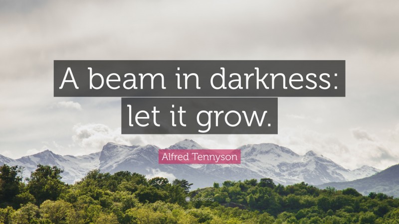 Alfred Tennyson Quote: “A beam in darkness: let it grow.”