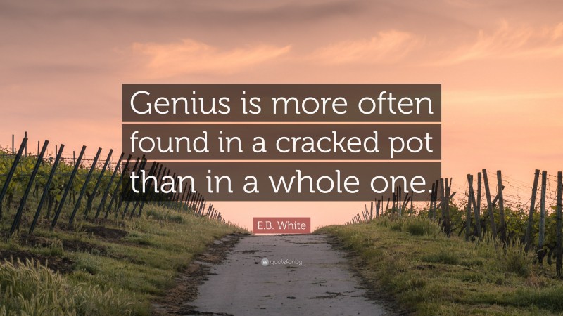 E.B. White Quote: “Genius is more often found in a cracked pot than in a whole one.”