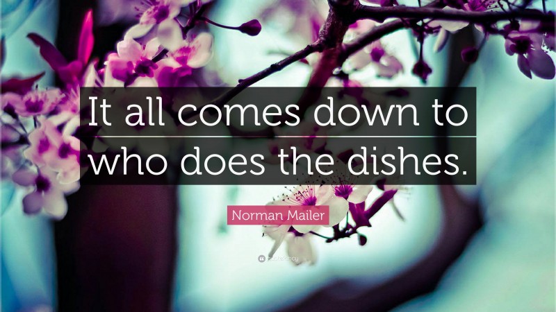 Norman Mailer Quote: “It all comes down to who does the dishes.”