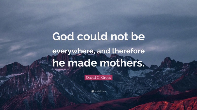 David C. Gross Quote: “God could not be everywhere, and therefore he made mothers.”