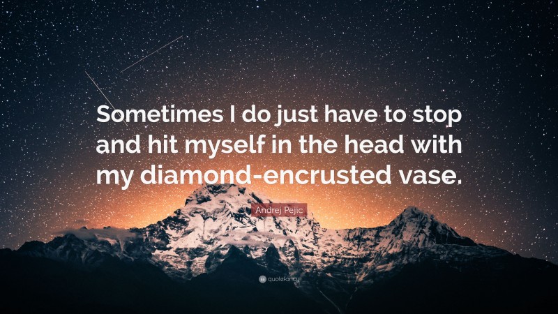 Andrej Pejic Quote: “Sometimes I do just have to stop and hit myself in the head with my diamond-encrusted vase.”