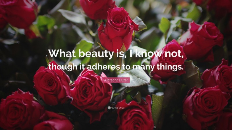 Albrecht Dürer Quote: “What beauty is, I know not, though it adheres to many things.”