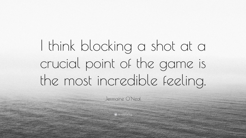 Jermaine O'Neal Quote: “I think blocking a shot at a crucial point of the game is the most incredible feeling.”