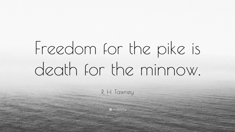 R. H. Tawney Quote: “Freedom for the pike is death for the minnow.”