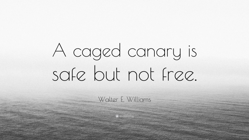 Walter E. Williams Quote: “A caged canary is safe but not free.”