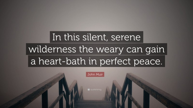 John Muir Quote: “In this silent, serene wilderness the weary can gain a heart-bath in perfect peace.”