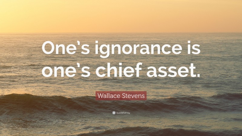 Wallace Stevens Quote: “One’s ignorance is one’s chief asset.”