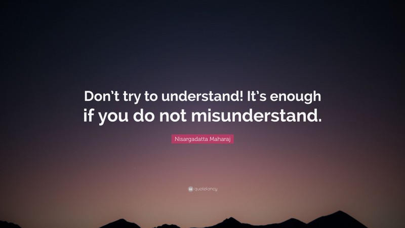 Nisargadatta Maharaj Quote: “Don’t try to understand! It’s enough if you do not misunderstand.”