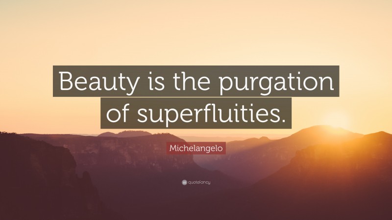 Michelangelo Quote: “Beauty is the purgation of superfluities.”