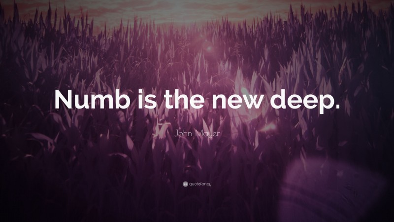 John Mayer Quote: “Numb is the new deep.”