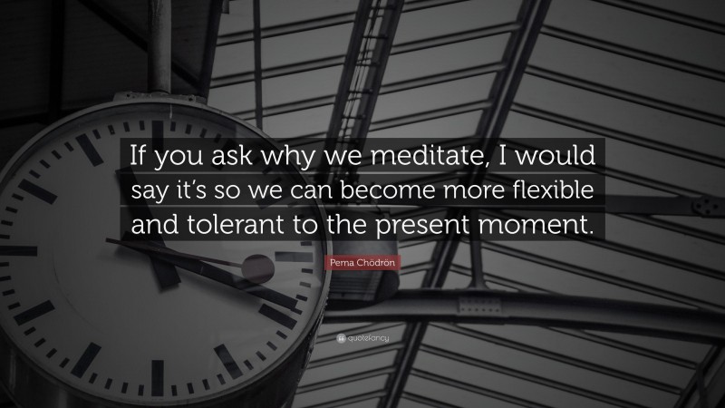 Pema Chödrön Quote: “If you ask why we meditate, I would say it’s so we can become more flexible and tolerant to the present moment.”