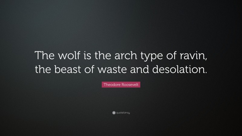 Theodore Roosevelt Quote: “The wolf is the arch type of ravin, the beast of waste and desolation.”