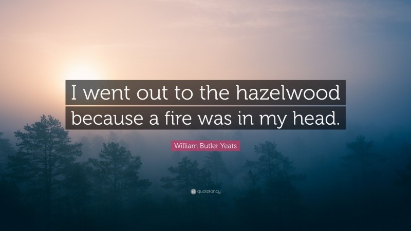 William Butler Yeats Quote: “I went out to the hazelwood because a fire was in my head.”