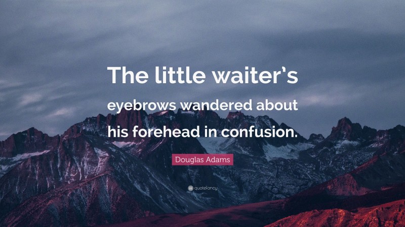 Douglas Adams Quote: “The little waiter’s eyebrows wandered about his forehead in confusion.”