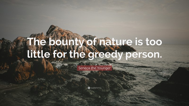 Seneca the Younger Quote: “The bounty of nature is too little for the greedy person.”