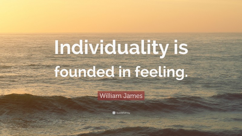 William James Quote: “Individuality is founded in feeling.”