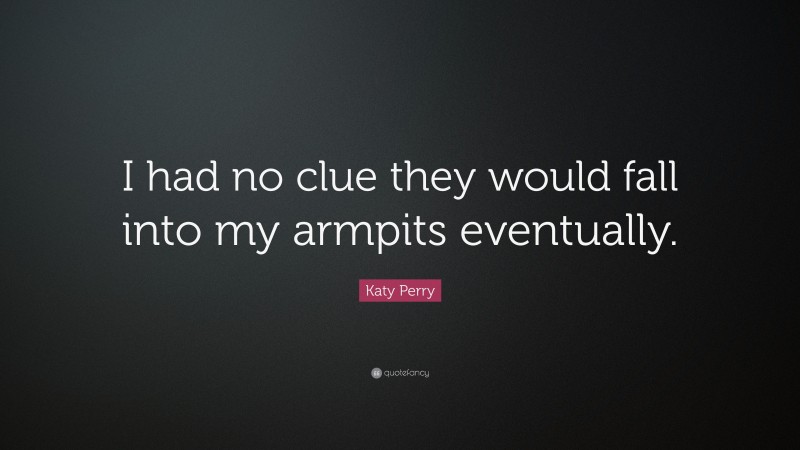 Katy Perry Quote: “I had no clue they would fall into my armpits eventually.”