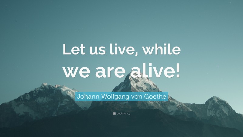Johann Wolfgang von Goethe Quote: “Let us live, while we are alive!”