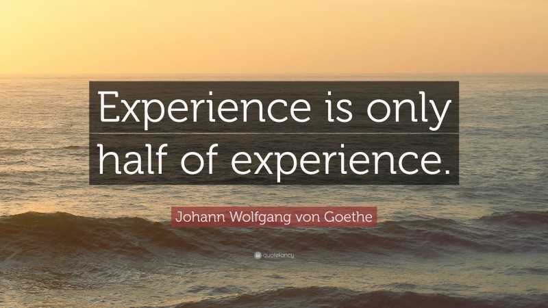 Johann Wolfgang von Goethe Quote: “Experience is only half of experience.”