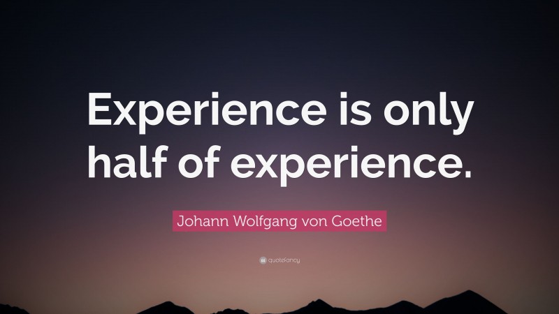 Johann Wolfgang von Goethe Quote: “Experience is only half of experience.”