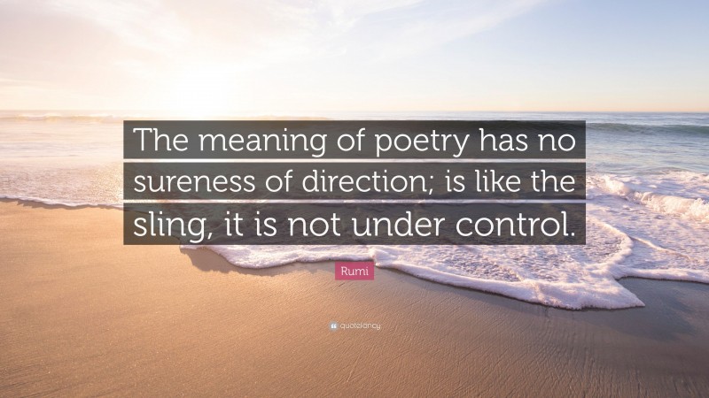 Rumi Quote: “The meaning of poetry has no sureness of direction; is like the sling, it is not under control.”