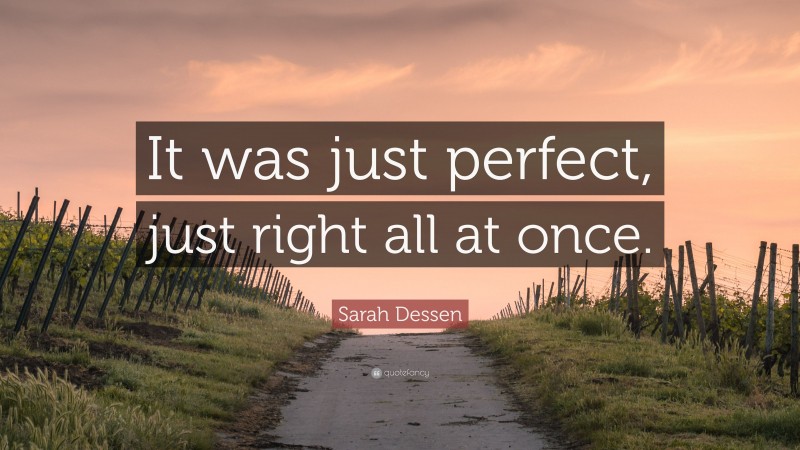 Sarah Dessen Quote: “It was just perfect, just right all at once.”