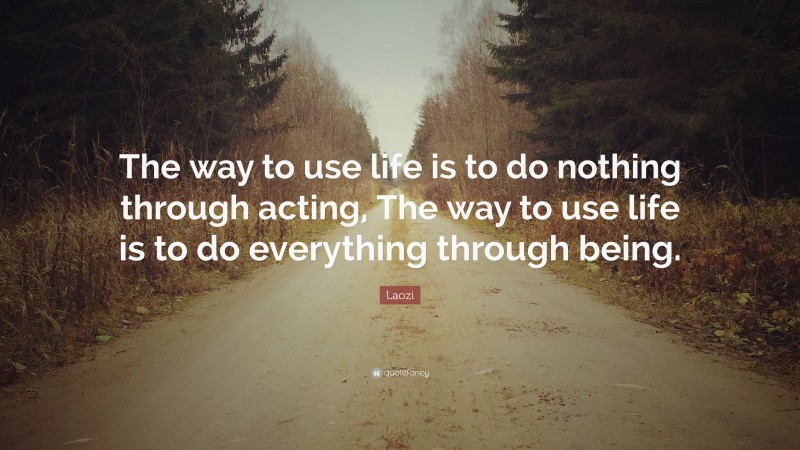 Laozi Quote: “The way to use life is to do nothing through acting, The way to use life is to do everything through being.”