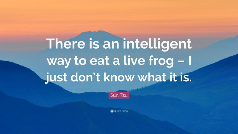 Sun Tzu Quote: “There is an intelligent way to eat a live frog – I just don’t know what it is.”