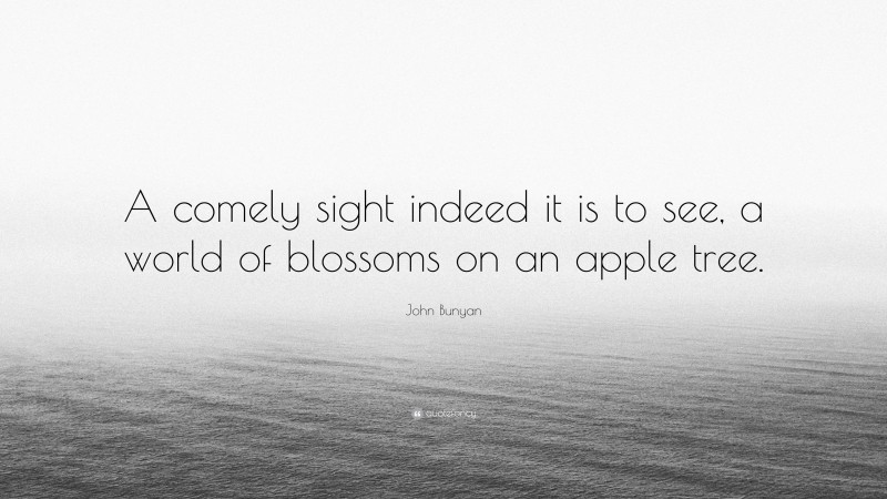 John Bunyan Quote: “A comely sight indeed it is to see, a world of blossoms on an apple tree.”