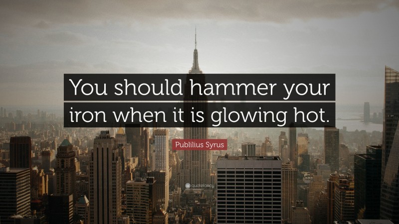 Publilius Syrus Quote: “You should hammer your iron when it is glowing hot.”