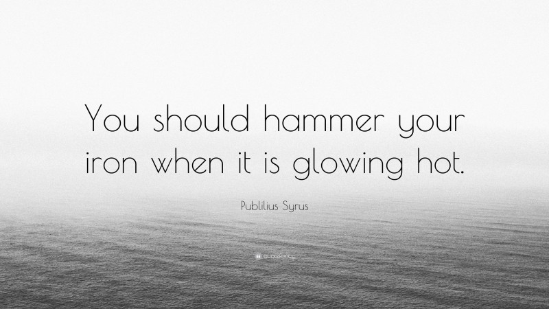 Publilius Syrus Quote: “You should hammer your iron when it is glowing hot.”